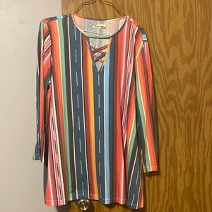 Multicolor western shirt  gently used. Size Large